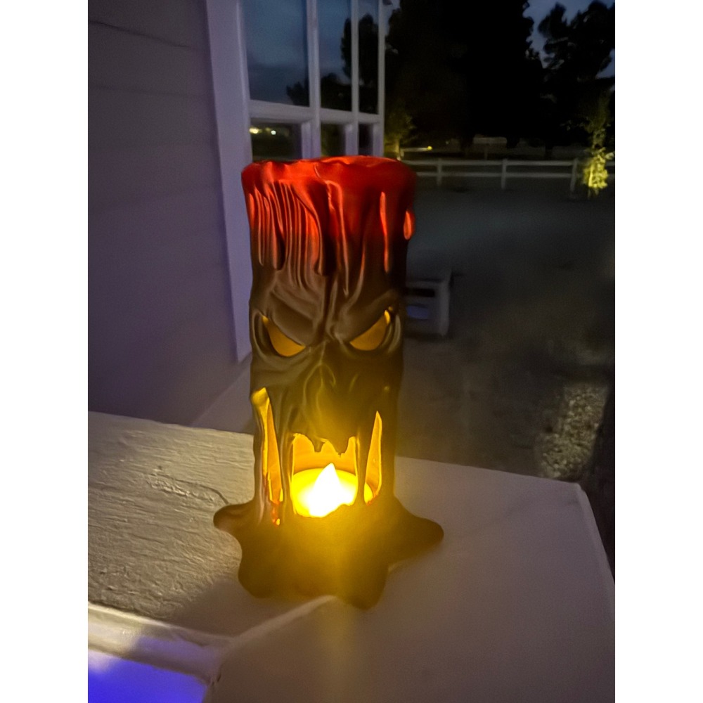 Halloween Monster Face Melting Candle Holder Spooky Decor Red Purple Black